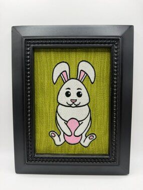 Homemade Bunny Framed Embroidery Art